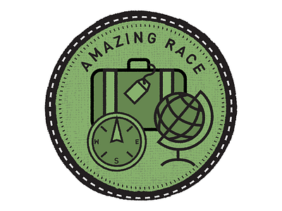 Amazing Race Roughened compass design fabric globe green luggage shirt suitcase tag texture travel typography vector