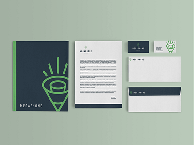 Megaphone Stationery branding business card collateral design envelope letterhead logo print stationery