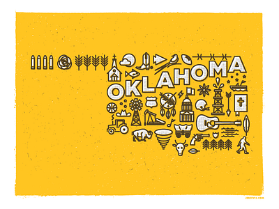 Full Oklahoma Poster bible bison gun halftone oklahoma poster state texture