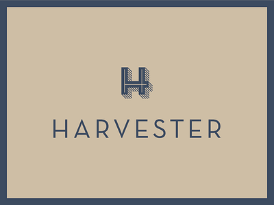 Harvester Logo art brand deco icon line logo shadow typography