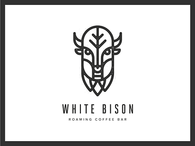 White Bison Logo bison buffalo coffee line logo texture