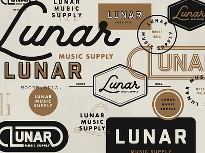 Lunar Music Supply branding custom icons lockups logo music script store typography