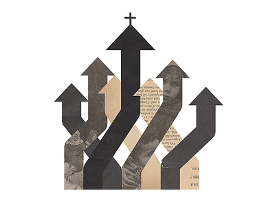 Sojourners Illustration church collage crisis editorial faith illustration refugee