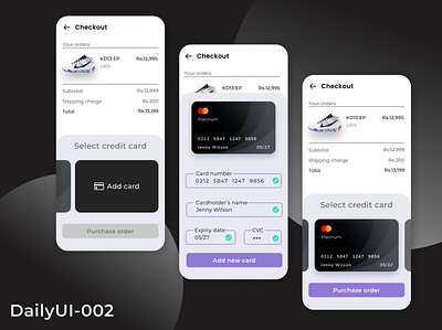 Credit Card Checkout - DailyUI 002 credit card checkout dailyui 002 mobile ui