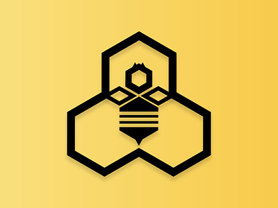 Logo Bee apis bee beehive branding design graphic design hex hexagon hive honey honeycomb insect l4l likeforlike logo logomark logotype shadows vector yellow