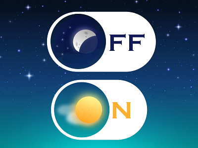 Daily UI 15 On/Off switch appdesign branding cloud dailyui day design f4f illustration l4l likeforlike moon nightsky off on onoff sky stars sun ui vector