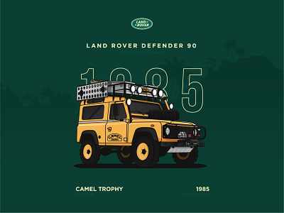 Land Rover Defender 90 Camel Trophy camel trophy discovery flat flat design illustration illustration art illustrations illustrator land rover vector