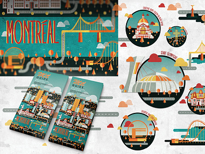 Montreal Guide Cover flat flat design illustration montreal