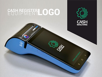 Cash Register logo automation brand branding business cash equipment gear grow logo money register