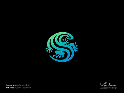 Letter S - Gecko logo brand branding design double meaning gecko in a circle letter s lizard logo logotype monitor lizard reptile vector