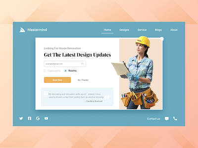 Mastermind - House renovation landing page architect branding design home page icon renovation typography ui ux web landing page