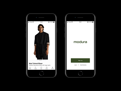 Modura (Sign In + Product Page) app branding fashion brand login product details sign in ui