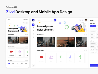 Zivvi — Desktop and Mobile App Design app design desktop edit minimal minimalistic mobile mobile app social video videoediting webdesign