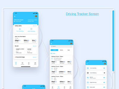 Driving Tracking Screen app design icon typography ux