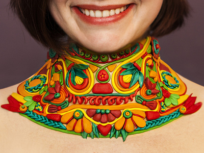 Plasticine necklace for photo shoot.