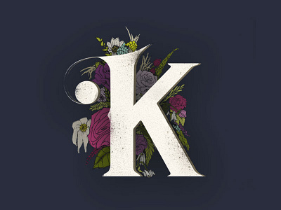 Letter K Floral design floral ink k letter lettering