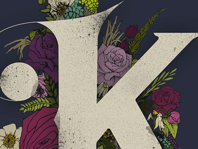 Letter K floral - detail design floral ink k letter lettering