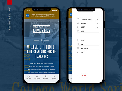 NCAA, College of World Series of Omaha Website college of world series mobile uiux website