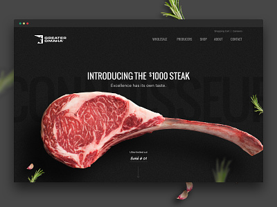 Greater Omaha Microsite – $1000 Steak :^) design food interactive omaha steak typography uiux