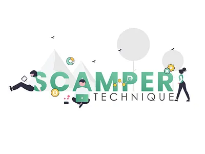 SCAMPER Technique Illustration 3d ai animation art branding design drawing graphic design illustration illustration trend informative logo motion graphics ppt scamper tech technical illustrations technology ui vector