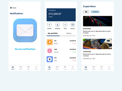 Crypto wallet app design branding design illustration typography ui vector web