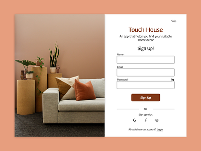 Login page | Home Decor store app branding dailyui design illustration typography ui ux