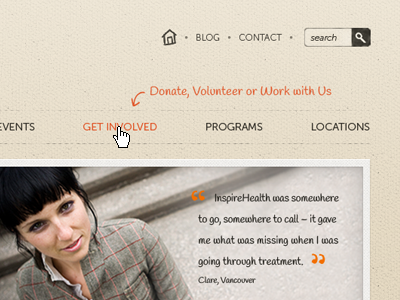 Home Page for Nonprofit home page hover nonprofit orange warm website