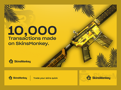 SkinsMonkey Advertisement Banner 3d animation bank account ui branding casino design csgo betting ui cxrlberg design graphic design illustration logo motion graphics ui ui design