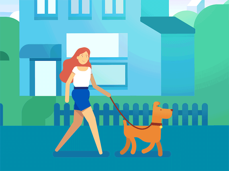 Walking the doggy _ animation cycle animated animation city design dog flat design game gif illustration motion ui walking