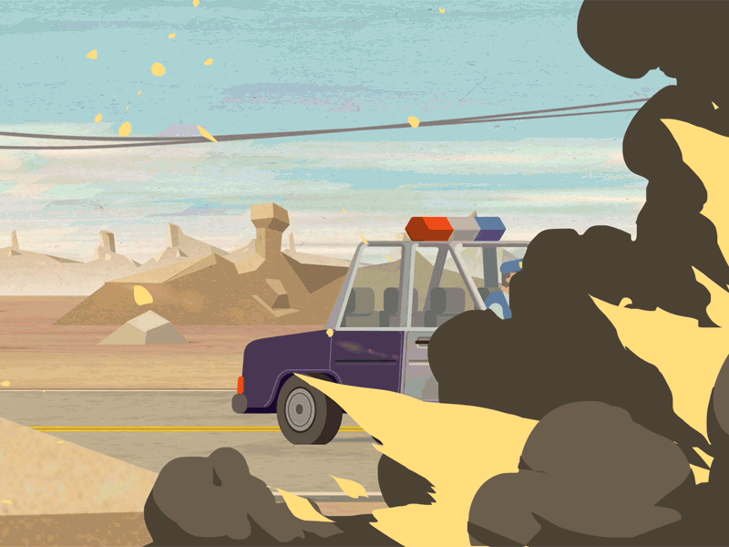 Police chase animated animation caravan cars chase design game illustration motion persecution police van