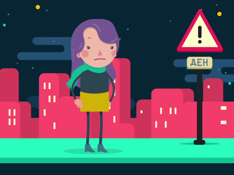 Moscow Girl animation app city design flat game gif girl illustration moscow