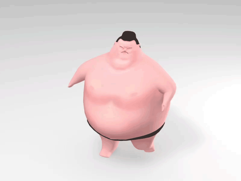 Fat Sumo - Running Cycle 3d animated animation fat game model sumo twisted