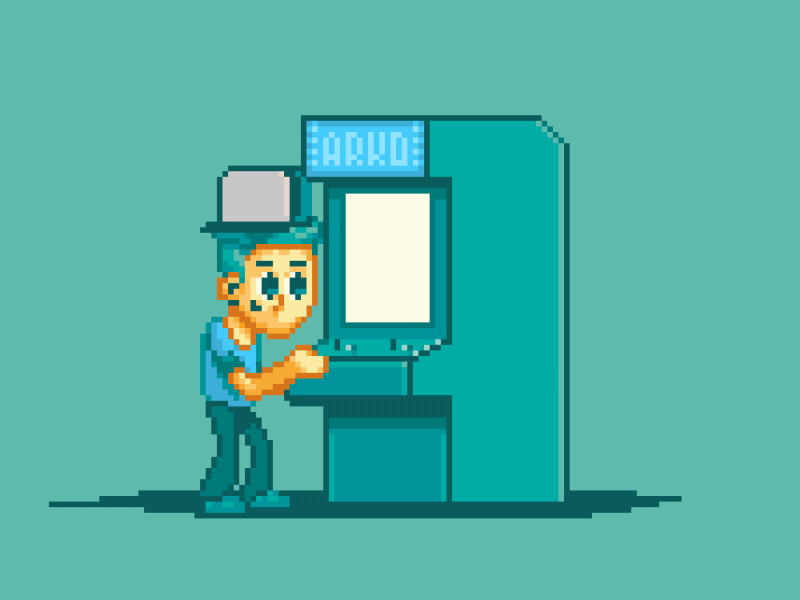 Arcade machine - Playing retro animated animation arcade character game gamedev gif illustration motion pixel pixelart retro