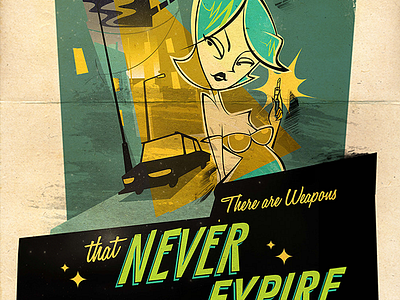 Weapons that never expire - Retro illustration 60s art character design illustration lipstick retro retro design