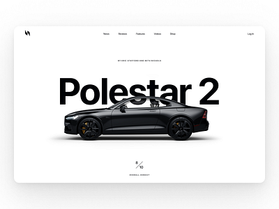 Article Intro article black car hero landing news polestar rating review typography ui website white