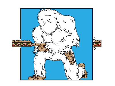 Squatch in a Box color illustration pen vector