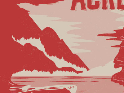 Hidden Acres Shirt apparel color detail illustration lake mountains red scene shirt texture type vector