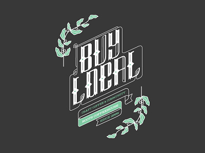 "Buy Local" Coffee Shop Tee apparel color custom illustration type typography