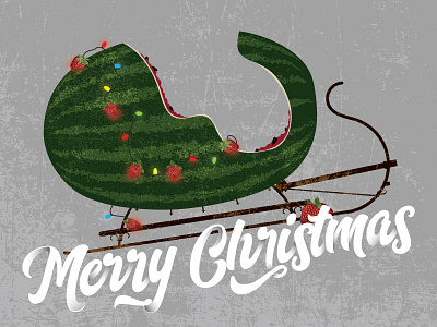 Fruity Christmas card christmas color digital fruit holiday illustration seasonal sleigh texture vector
