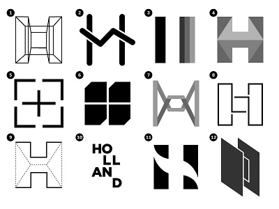 "H" Branding Concept Grid black and white branding logo mark type typography