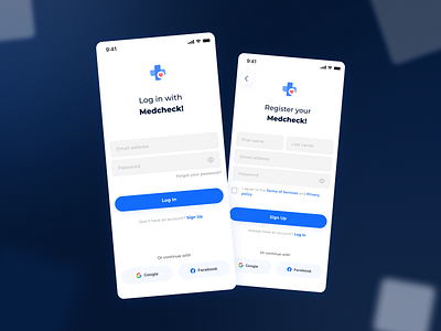 Log In & Register Screens - Medical App