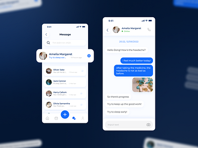 Messages Screens - Medical App app basic blue chat design medical message mobile screen ui ui design