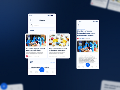 News Screens - Medical App app basic blue design forum medical mobile news ui ui design