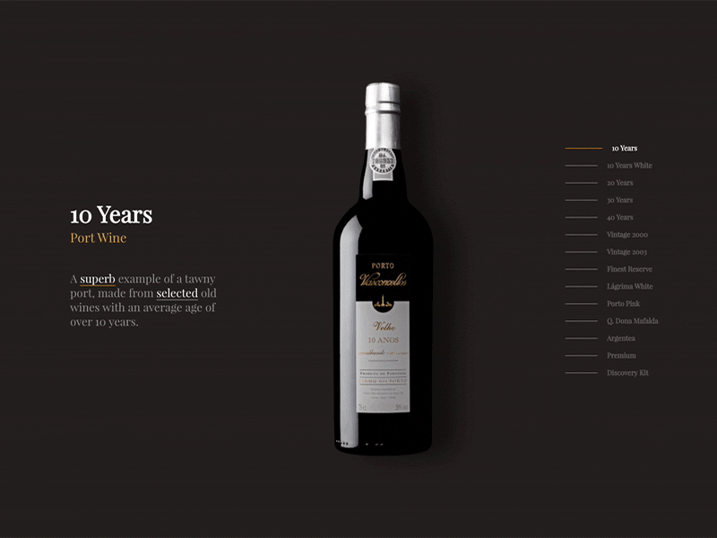 Porto Vasconcellos animation bottle dark list overview port wine product shop web wine