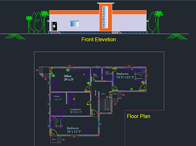 Floor planing home office 2d autocad design floorplan houseplans