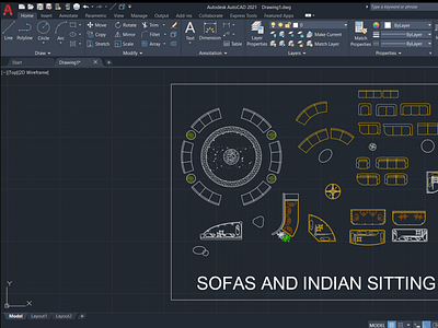 Sofas And Indian Sitting autocad autocad work blocks design drafting houseplans