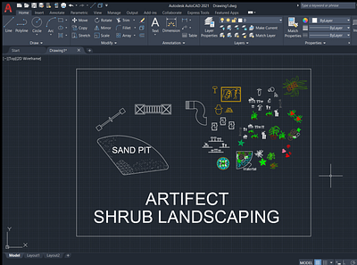 Artifect shrub landscaping 2d character blocks drafting lanscape