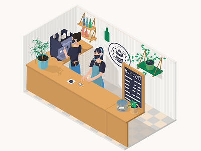 Isometry branding coffee coffee shop design graphic design illustration isometry vector