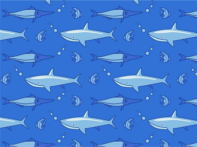 Cute child pattern branding child pattern design fish illustration package pattern sea shark vector