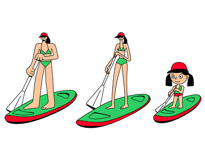 Exaggerated character character character design design exaggerated girl illustration sup board vector